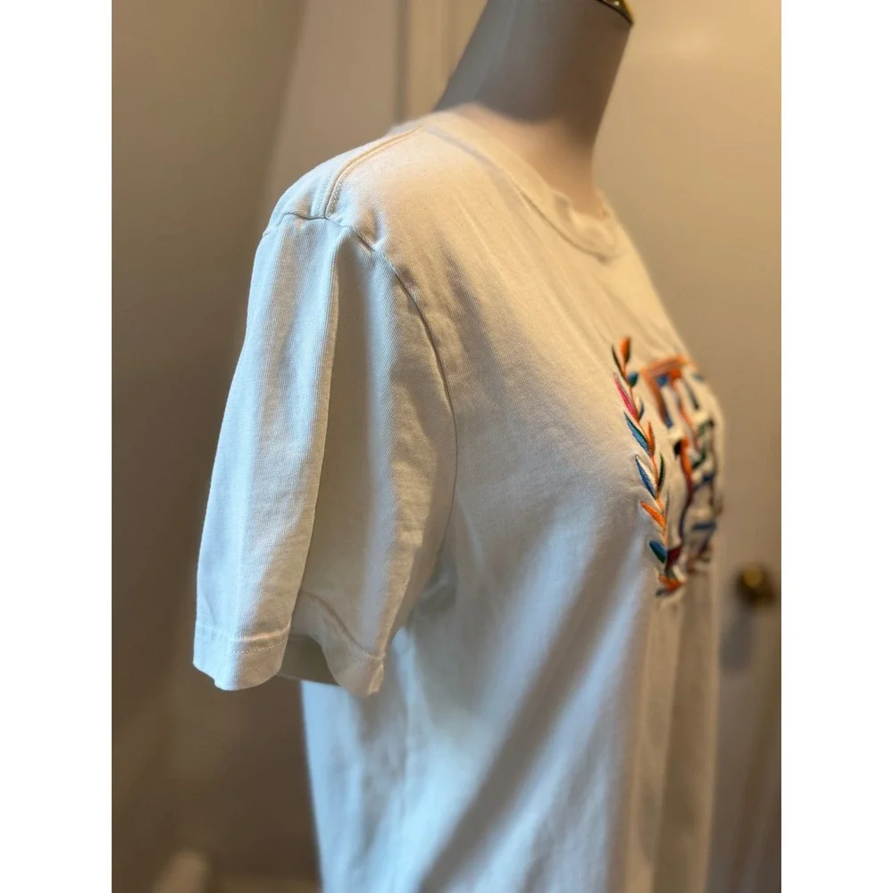 Tommy Hilfiger Men's Cream Embroidered Crest Tee | Size Medium